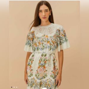 FARM Rio Off-White Sweet Bloom Bouquet Mini Dress Size Large